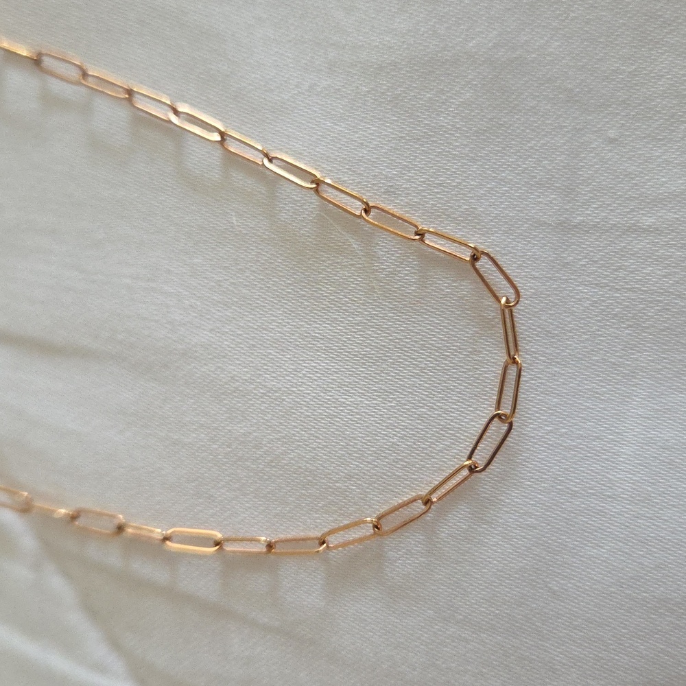 14" Thin Paperclip Necklace, Rose Gold Fill - Picture 4 of 5